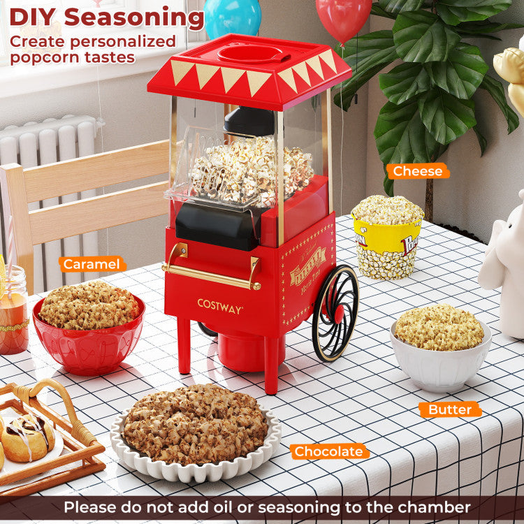 Appliance Retro Hot Air Popcorn Maker 1200W with Kernel Measuring Cup