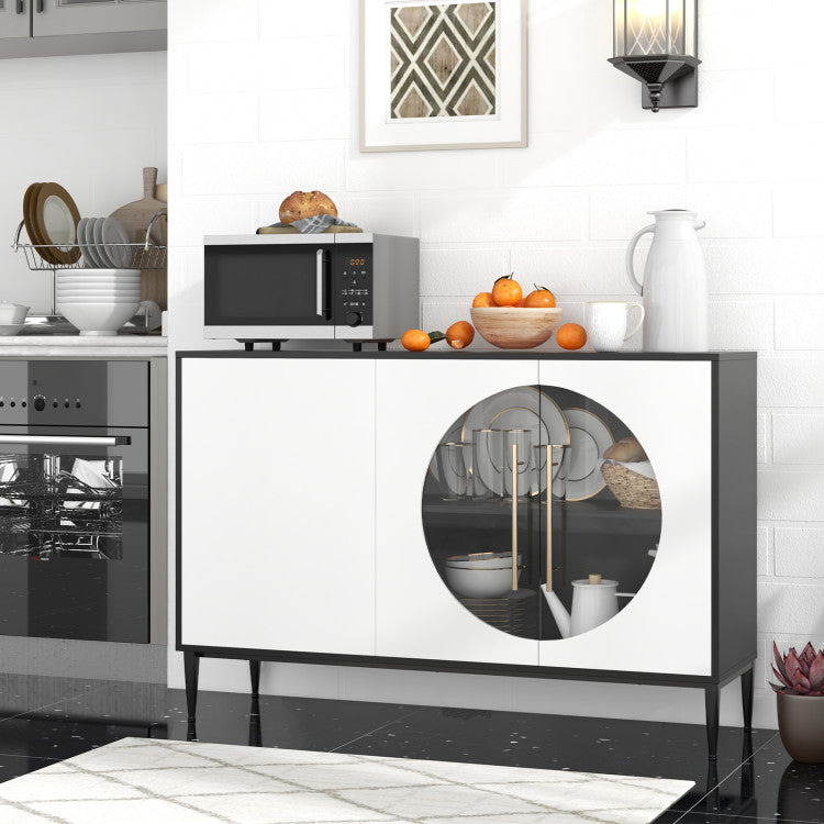 Home Sideboard Cabinet with Tempered Glass Door for Living Room Dining Room Kitchen