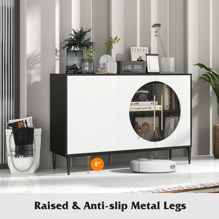 Home Sideboard Cabinet with Tempered Glass Door for Living Room Dining Room Kitchen