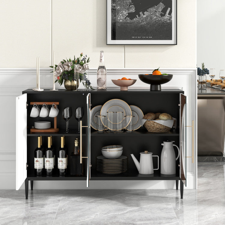 Home Sideboard Cabinet with Tempered Glass Door for Living Room Dining Room Kitchen