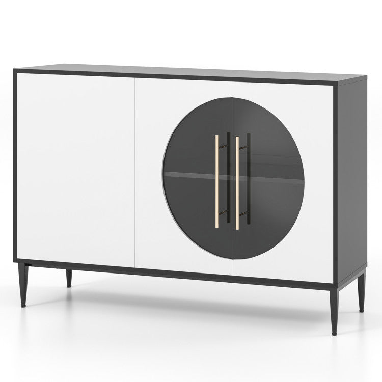 Home Sideboard Cabinet with Tempered Glass Door for Living Room Dining Room Kitchen