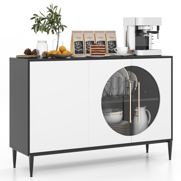 Home Sideboard Cabinet with Tempered Glass Door for Living Room Dining Room Kitchen