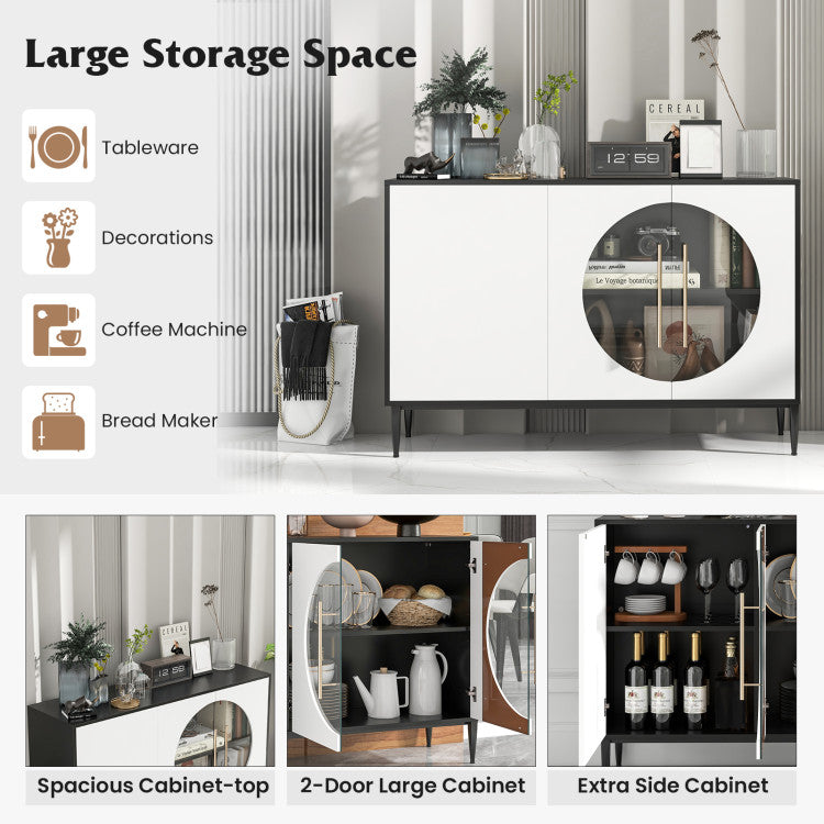 Home Sideboard Cabinet with Tempered Glass Door for Living Room Dining Room Kitchen