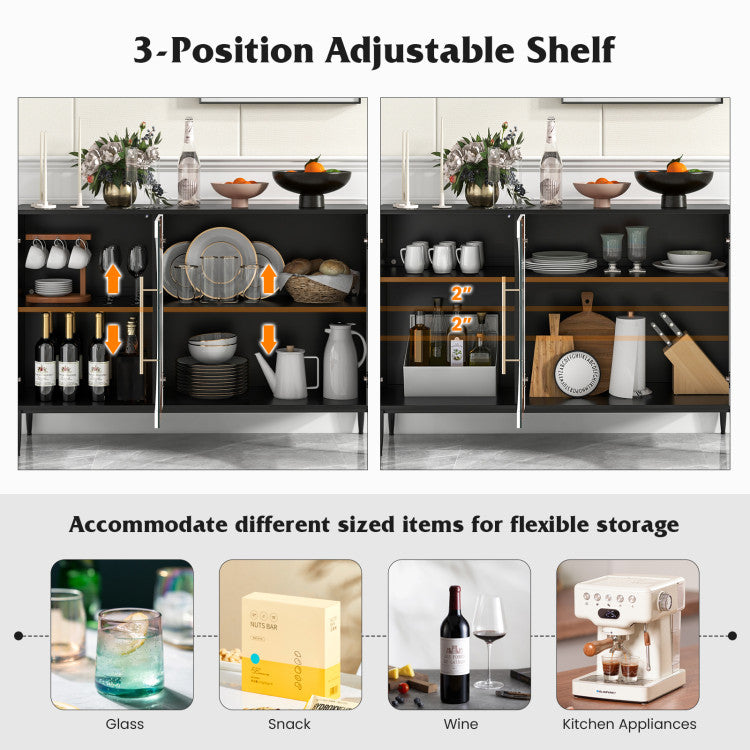 Home Sideboard Cabinet with Tempered Glass Door for Living Room Dining Room Kitchen