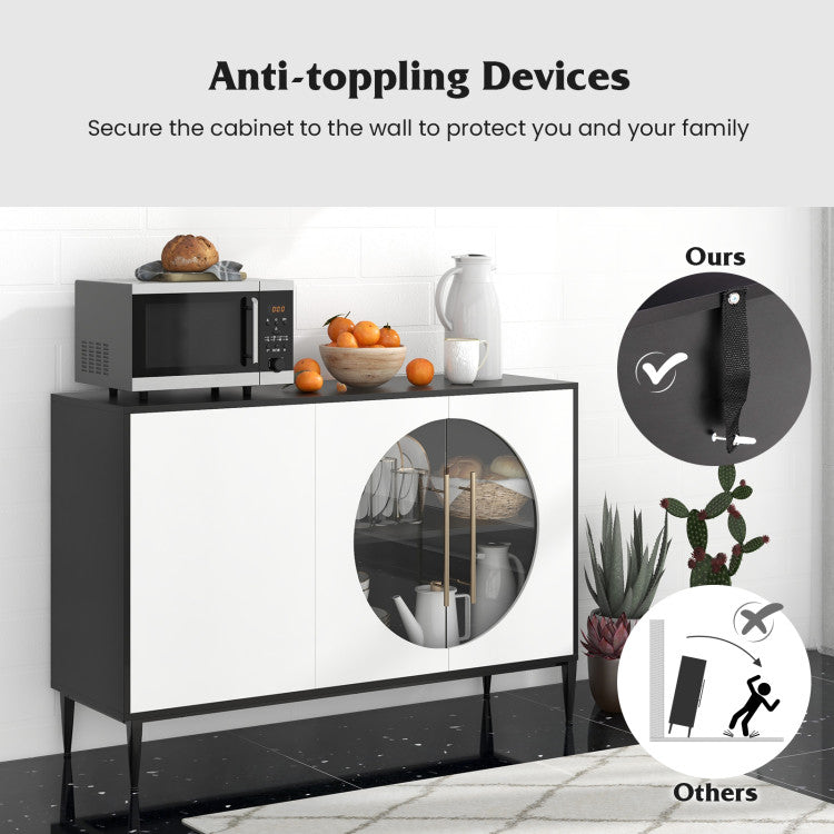 Home Sideboard Cabinet with Tempered Glass Door for Living Room Dining Room Kitchen