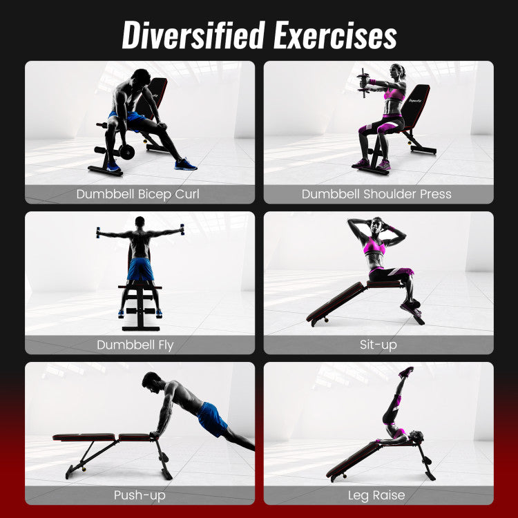 Fitness Adjustable Weight Bench Strength Training for Full Body Workout