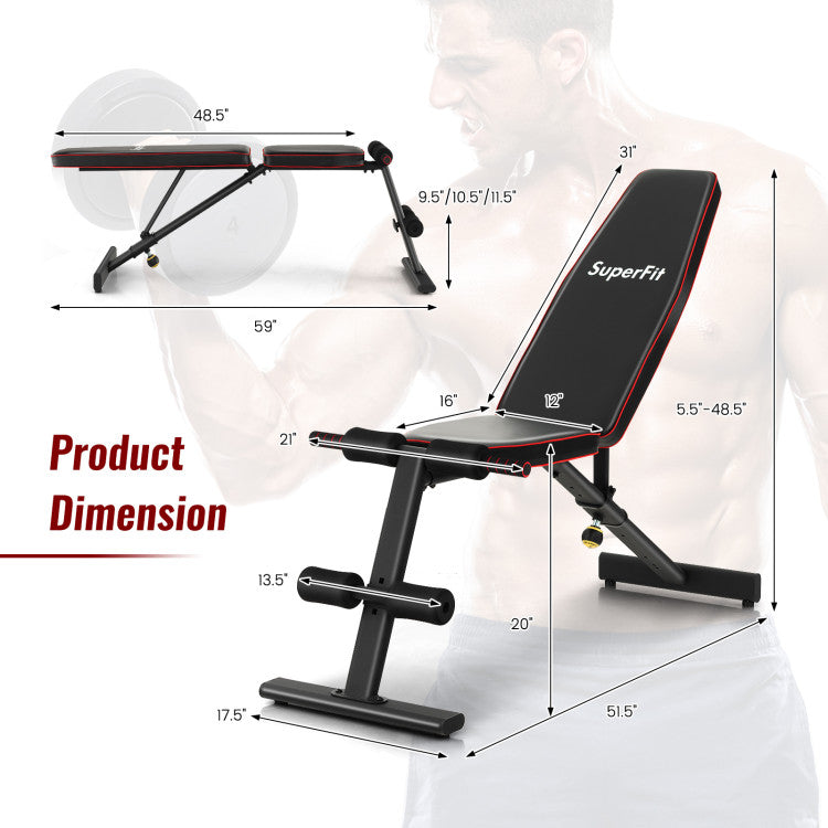 Fitness Adjustable Weight Bench Strength Training for Full Body Workout