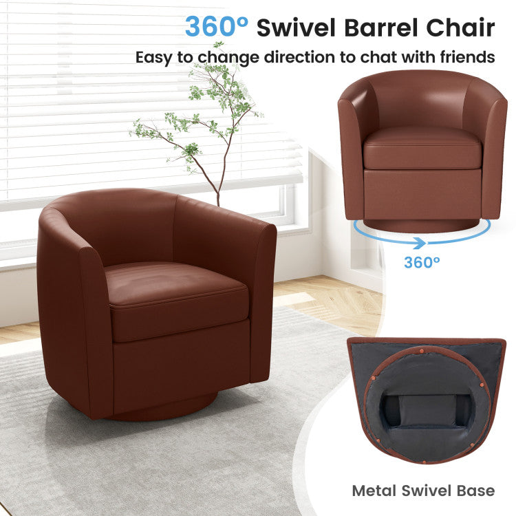Home Modern Club Swivel Accent Chair with Ottoman Footrest Curved Backrest