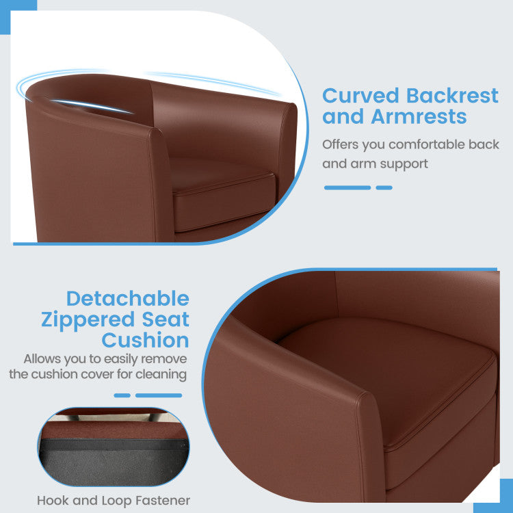 Home Modern Club Swivel Accent Chair with Ottoman Footrest Curved Backrest