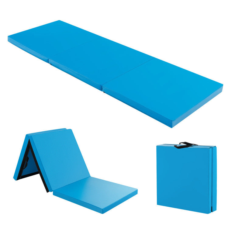 Fitness 6 x 2 FT Tri-Fold Gym Mat with Handles and Removable Zippered Cover