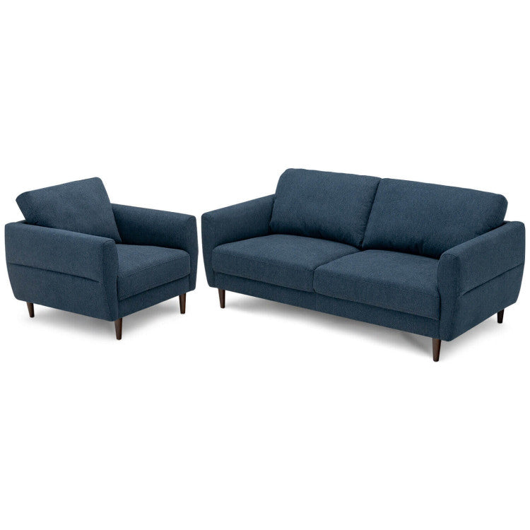 Home 2 Pieces Modern Upholstered Sofa Set with Removable Cushion Covers