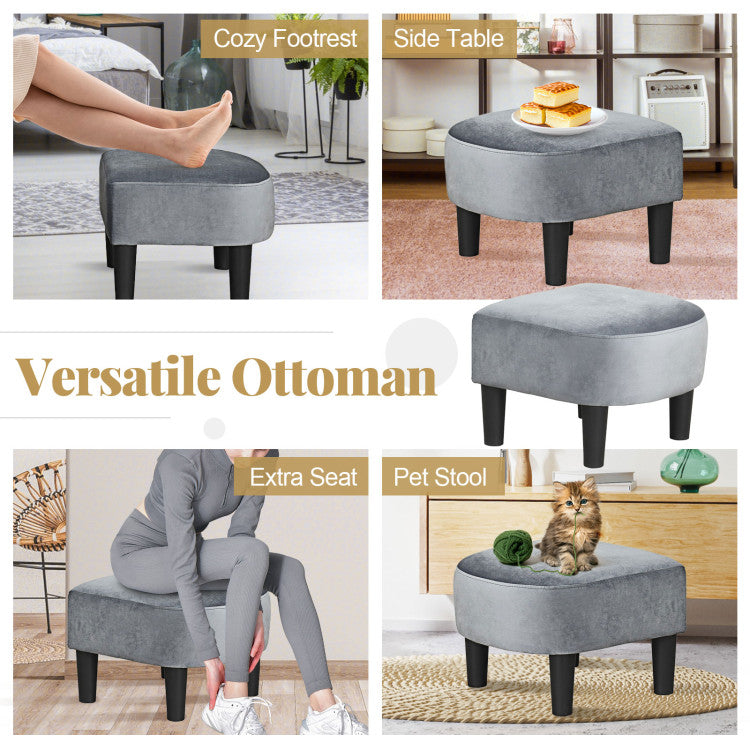 Home Upholstered Teddy Velvet Club Barrel Chair with Ottoman with Footrest