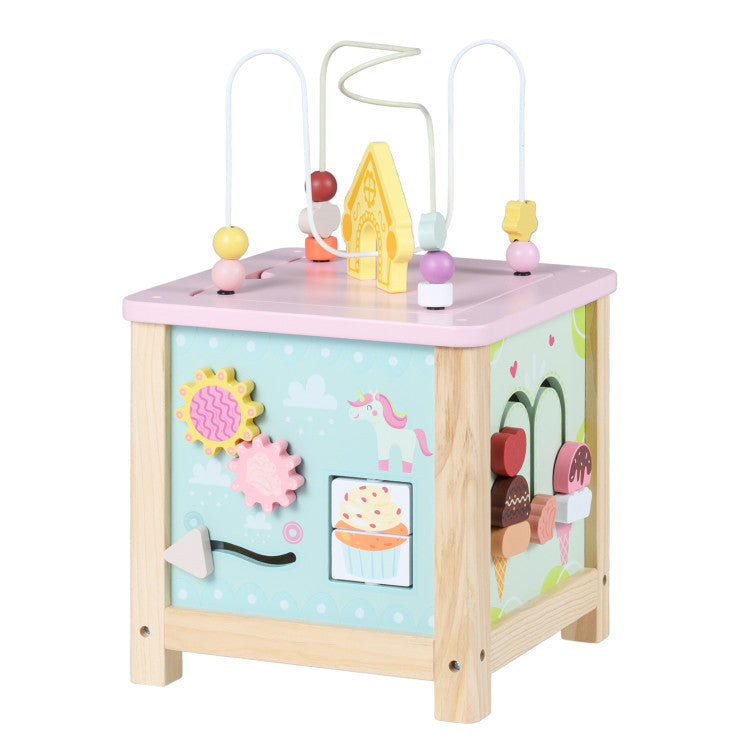 New Toddler Wooden Activity Cube with Montessori Sensory Toys for 18+ Months Toddlers