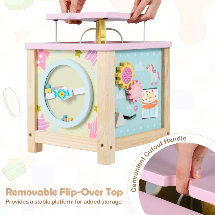 New Toddler Wooden Activity Cube with Montessori Sensory Toys for 18+ Months Toddlers