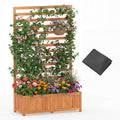 Outdoor Wooden Raised Garden Bed 59 Inch Tall Elevated Planter Box with Vertical Trellis