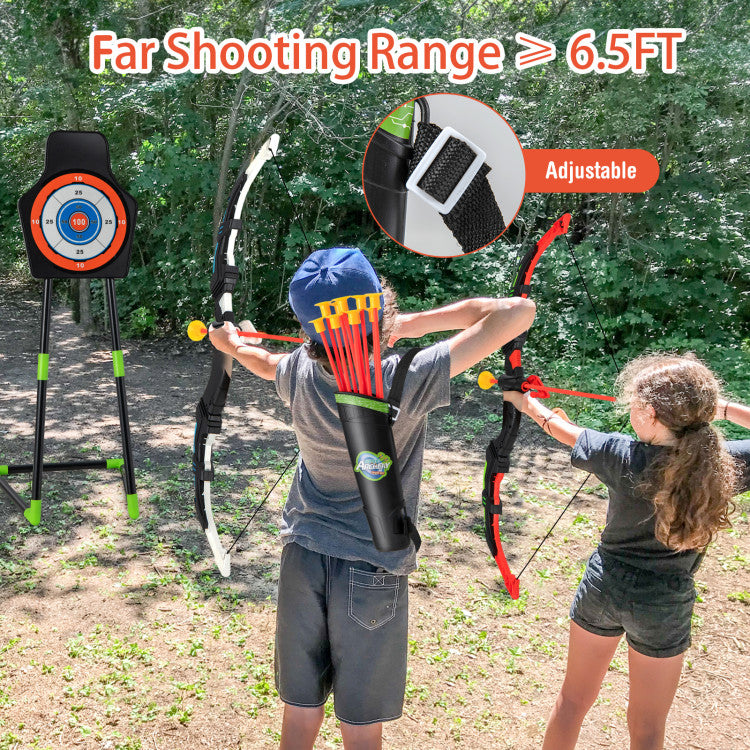 Outdoor Youth Archery Bow Set with LED Light Up Bow and 20 Suction Cup Arrows for Kids