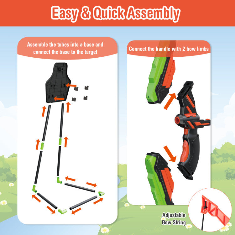Outdoor Youth Archery Bow Set with LED Light Up Bow and 20 Suction Cup Arrows for Kids