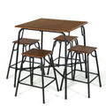 Modern 5 Pieces Bar Table Set with 4 Counter Height Backless Stools