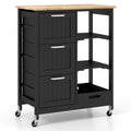 Modern Rolling Kitchen Island Utility Storage Cart with 3 Large Drawers