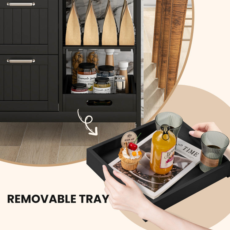 Modern Rolling Kitchen Island Utility Storage Cart with 3 Large Drawers