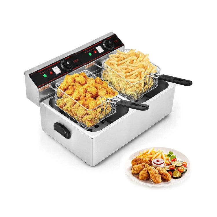 Kitchen Appliance - 3400W Dual Tank Electric Countertop Deep Fryer