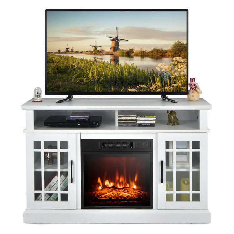 Modern 48 Inch Fireplace TV Stand with 18 Inch Fireplace Insert  for TVs up to 55 Inch