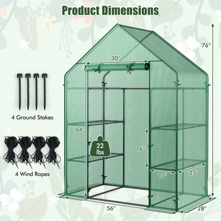 Outdoor Portable 4 Tier Walk-in Plant Greenhouse with 8 Shelves