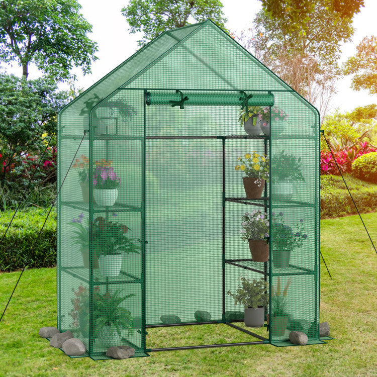 Outdoor Portable 4 Tier Walk-in Plant Greenhouse with 8 Shelves