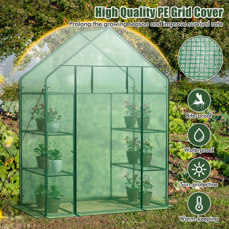 Outdoor Portable 4 Tier Walk-in Plant Greenhouse with 8 Shelves