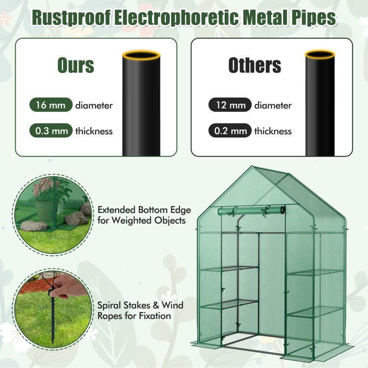 Outdoor Portable 4 Tier Walk-in Plant Greenhouse with 8 Shelves