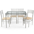 Modern 5 Pieces Dining Set Glass Table and 4 Chairs