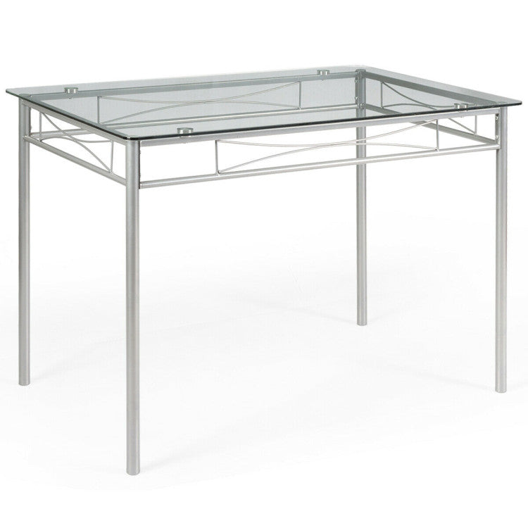 Modern 5 Pieces Dining Set Glass Table and 4 Chairs