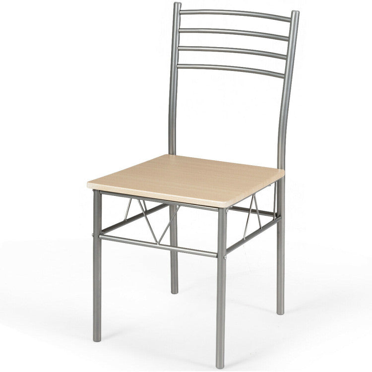 Modern 5 Pieces Dining Set Glass Table and 4 Chairs