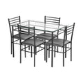 Modern 5 Pieces Dining Set with Tempered Glass Top Table and 4 Upholstered Chairs