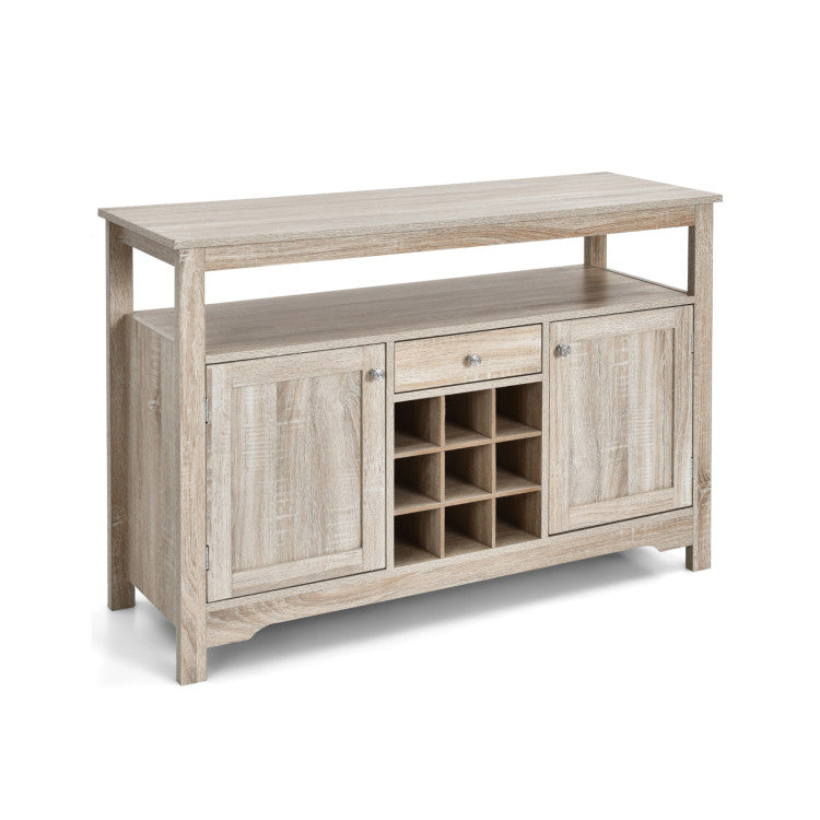 Home Server Buffet Sideboard With Wine Rack and Open Shelf