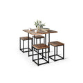 Modern 5 Pieces Metal Frame Dining Set with Compact Dining Table and 4 Stools