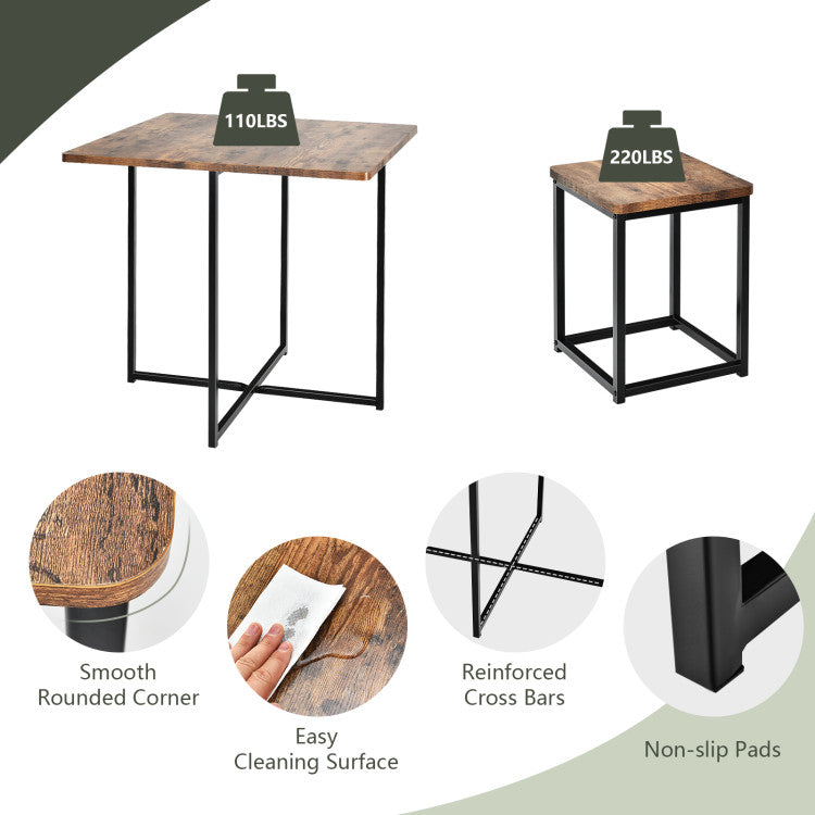 Modern 5 Pieces Metal Frame Dining Set with Compact Dining Table and 4 Stools