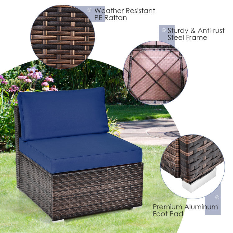 Outdoor 6 Pieces Patio Rattan Furniture Set with Cushions
