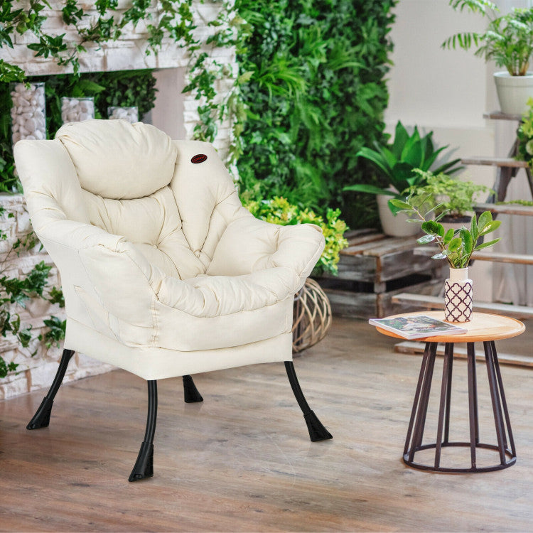 Home Modern Polyester Fabric Lazy Chair with Steel Frame and Side Pocket