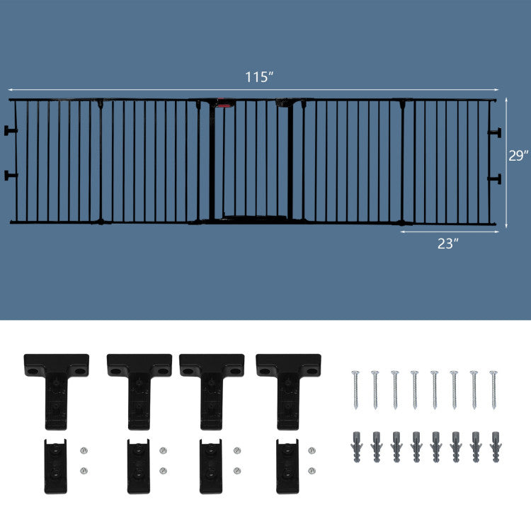 Pet 115 Inch Length 5 Panel Adjustable Wide Fireplace Fence