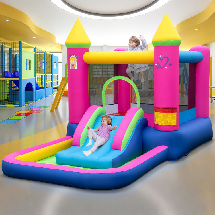 Outdoor Kids Inflatable Bounce House Cute Princess Bouncy Castle with 520W Blower
