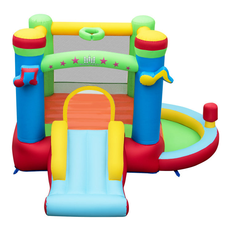 Outdoor Inflatable Bounce House Kids Music-Themed Castle Sound Interaction Inflatable Bouncer without Blower
