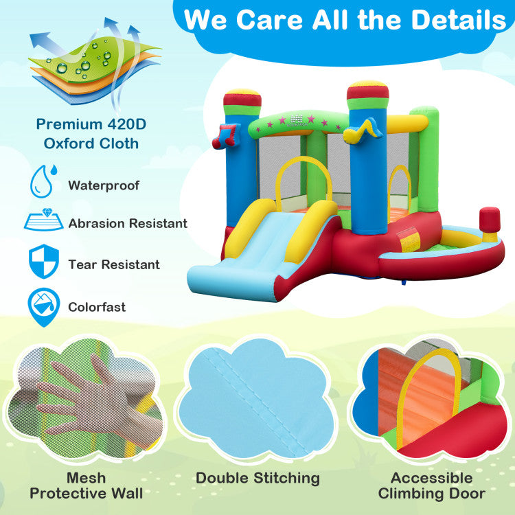 Outdoor Inflatable Bounce House Kids Music-Themed Castle Sound Interaction Inflatable Bouncer without Blower
