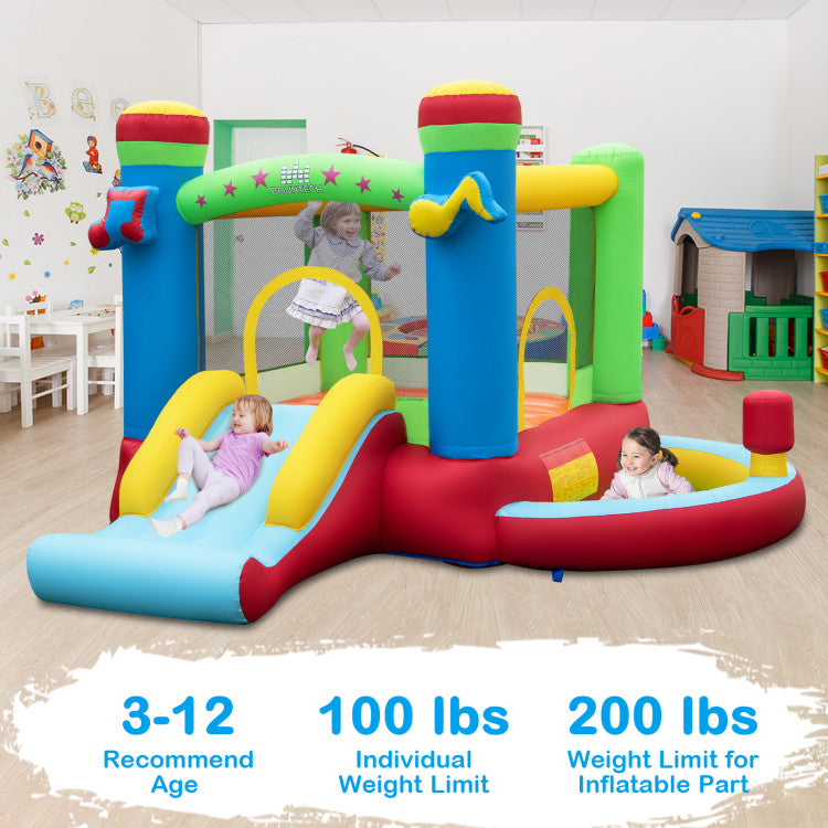 Outdoor Inflatable Bounce House Kids Music-Themed Castle Sound Interaction Inflatable Bouncer without Blower