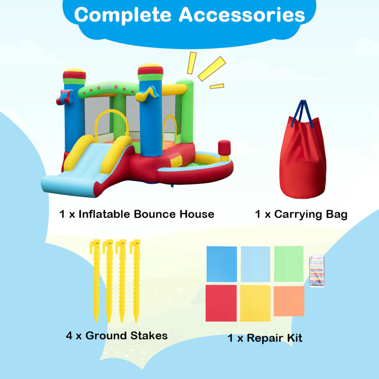 Outdoor Inflatable Bounce House Kids Music-Themed Castle Sound Interaction Inflatable Bouncer without Blower