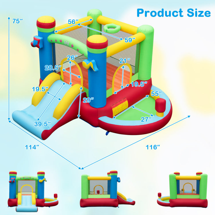Outdoor Inflatable Bounce House Kids Music-Themed Castle Sound Interaction Inflatable Bouncer without Blower