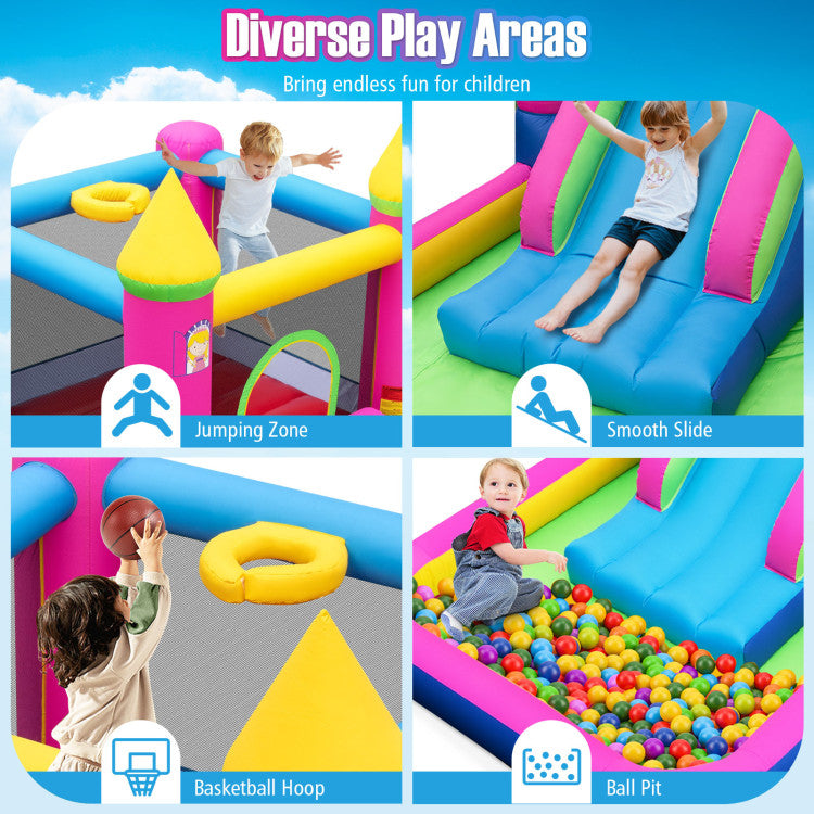 Outdoor Kids Inflatable Bounce House Cute Princess Bouncy Castle with 520W Blower