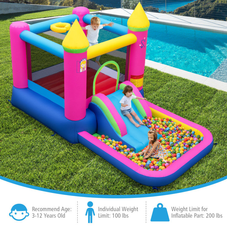 Outdoor Kids Inflatable Bounce House Cute Princess Bouncy Castle with 520W Blower