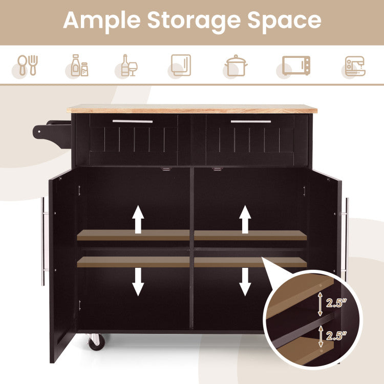 Modern Kitchen Island Cart Rolling Storage Trolley with Towel Rack and Drawer