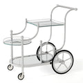 Modern 3-Tier Home Bar Serving Cart on Wheels with Mirrored Shelves